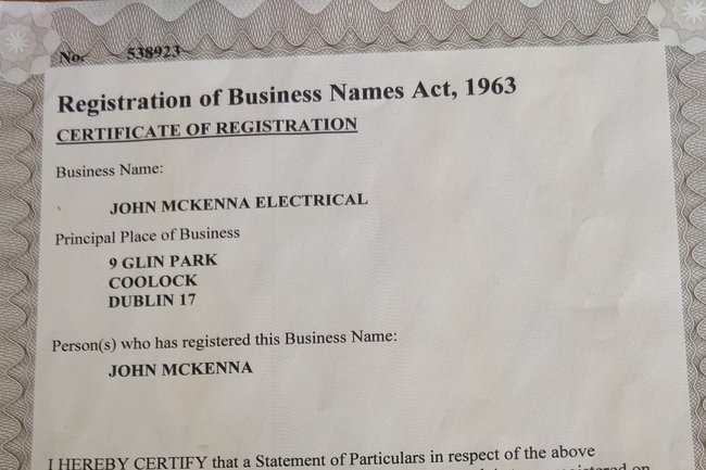 Company registration document