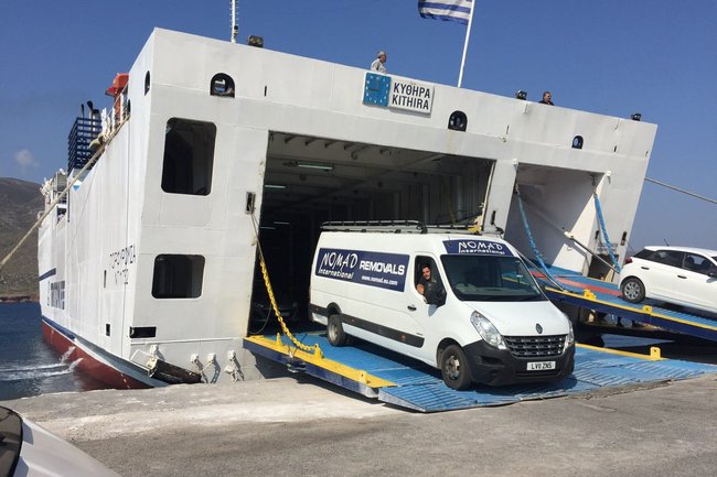 Shuttle van delivering to the small island of Kythira