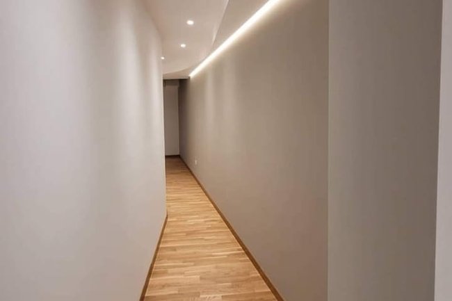 Cartongesso fascio led e faretti