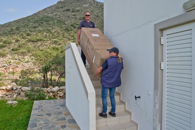 Delivering to another happy customer in Crete