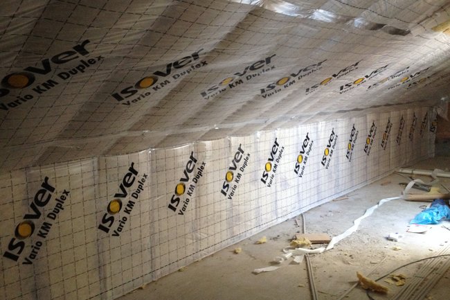 spantentdak met isover glaswol