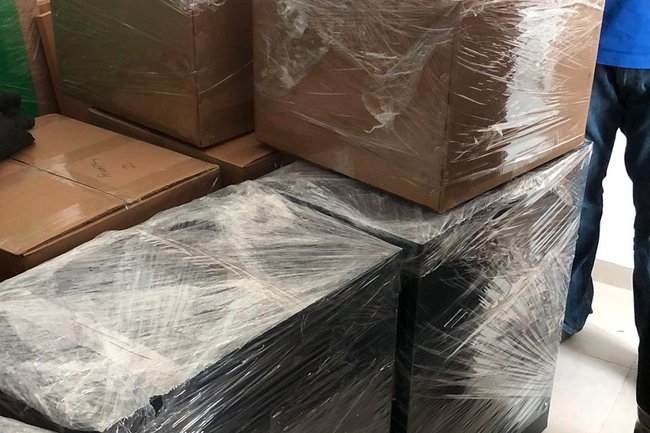 Small stuff, packed in small boxes and covered with wrap