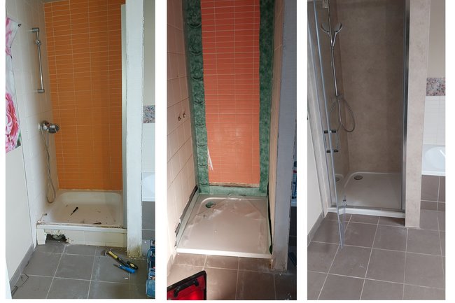 Doucherenovatie lekkende douche te Londerzeel