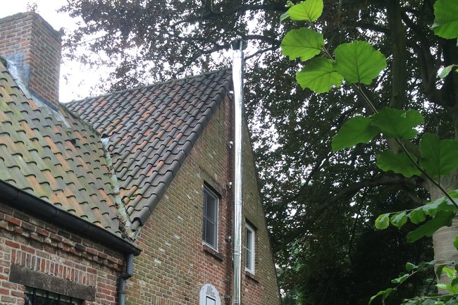 Inox schouw langs de gevel Dubbel wandig