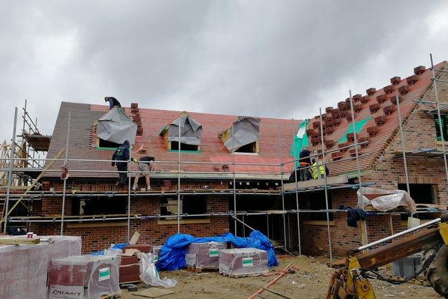 New roof going on new build caldicote Cambridge