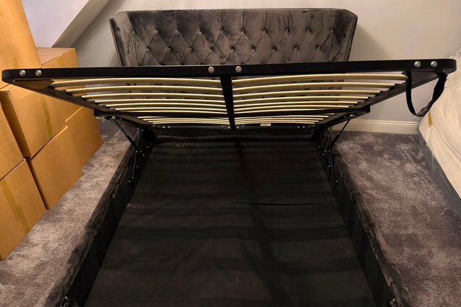 We lift everything—even the bed with secret storage.