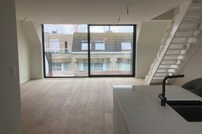 Nieuwbouwduplex gevliesd en geverfd.