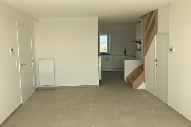 Nieuwbouwduplex gevliesd en geverfd.