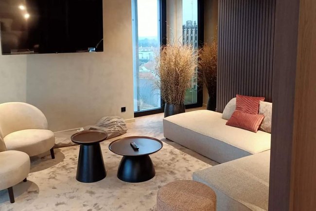 Slaapkamer met Stucco Concreto