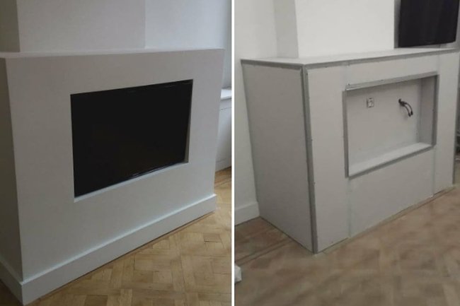 TV muur + afwerking + schilderwerken