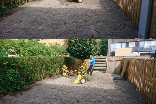 Grondwerk 40m2 60x60 tegelterras Almere