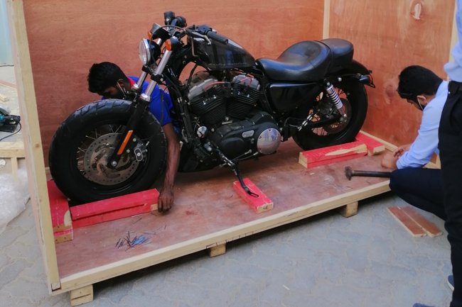 Motor Bike Lashing and wooden box