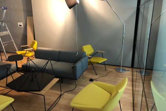 Italian sofa for office space in Paris, France