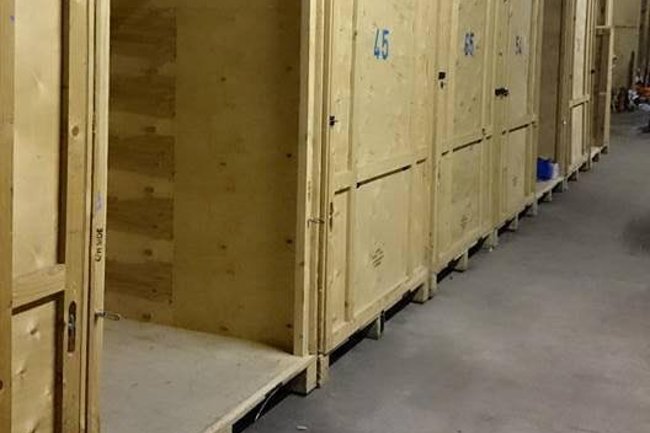 We have 100 container crates they are 250 cubic foot in size, we offer these at £10 per crate per week, we can offer discount for long term storage.
