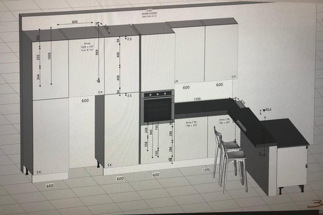 disegno per nuovo completo poi rielaborato dal mobilificio