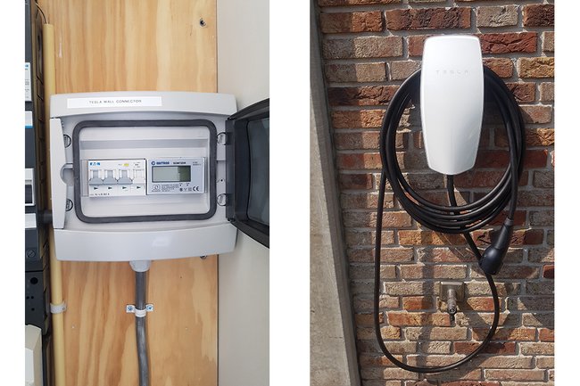 Tesla Wallbox met externe Kwh meter.