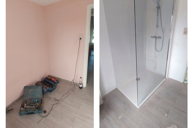 Douche bouwen in slaapkamer te Stekene