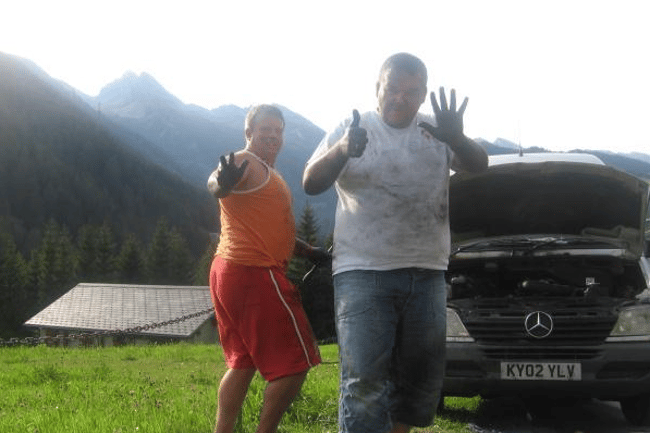 Replacing turbocharger in Swiss Alps 2009