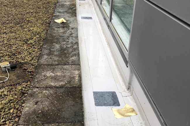 Core samples on a sarna gutter,Livingston civic Center