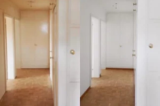 Nikotin Anstrich Grundierung plus Wohnraumfarbe.