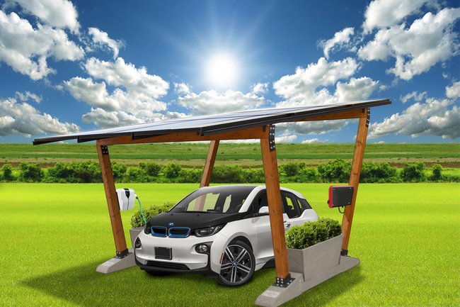 La pensilina fotovoltaica con accumulo e ricarica e-car