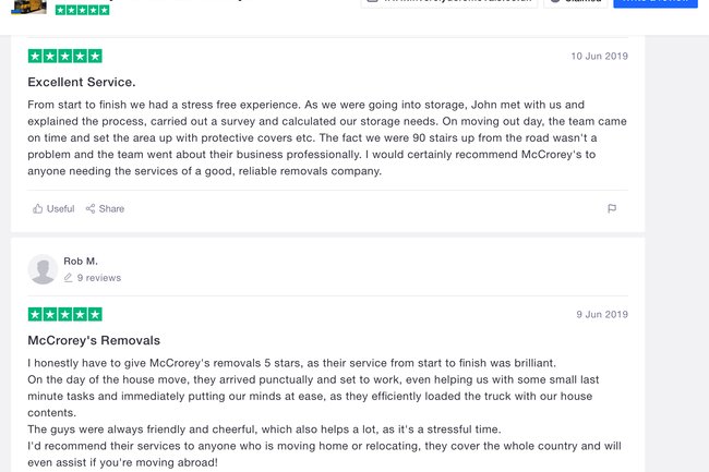 Trustpilot reviews from clients