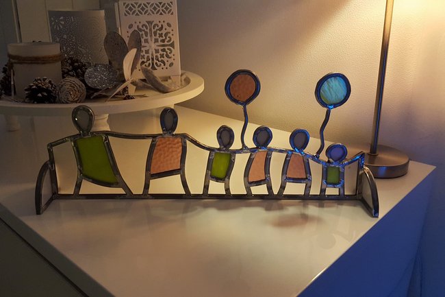 vrij glas in lood kunstwerk.