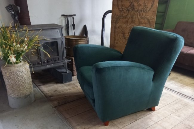 Hersyoffering fauteuil met velours