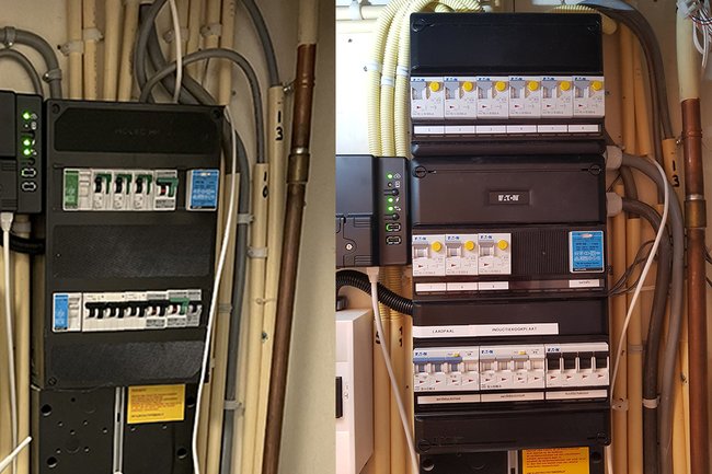 Eaton 3-fasen groepenkast met aardlekautomaten