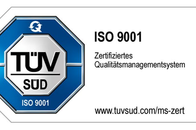 Wir sind vom TÜV nach DIN EN ISO 9001 zertifiziert.