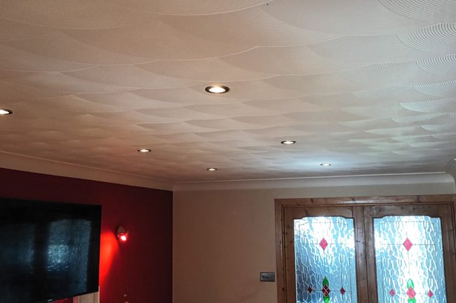 2 blue "feature" downlights are controlled by their own SW