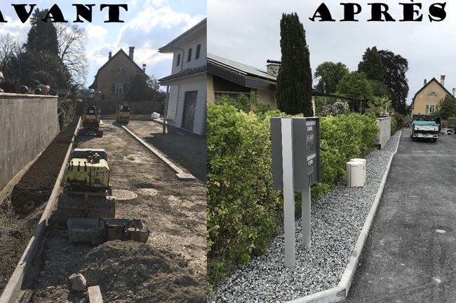 Mis en place de gravier ( Coppet, VD )